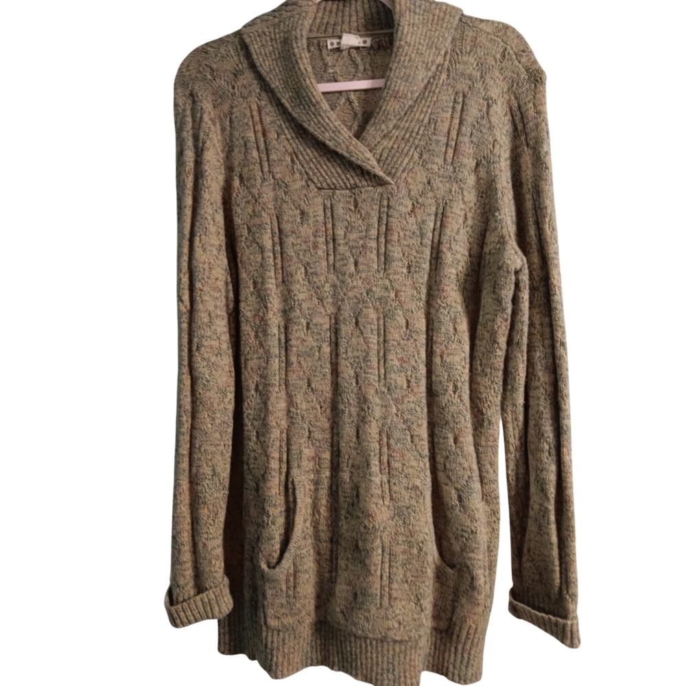 Ruff Hewn XL cable knit sweater Cozy shawl collar multi-toned marled pattern